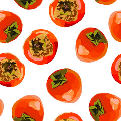 Persimmon fruit vector seamless pattern