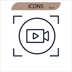 screen recording icons  symbol vector elements for infographic web