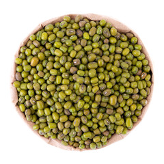 mung bean in a paper bag on a white background