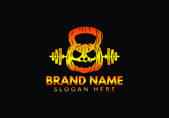 kettlebell, barbell and halloween illustrations vector logo