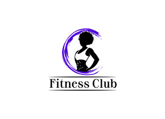 Fitness woman silhouette with modern line elements. Fitness logo or poster design.