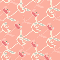 Creative flower seamless pattern. Unusual floral wallpaper. Botanical sketch of field plants.