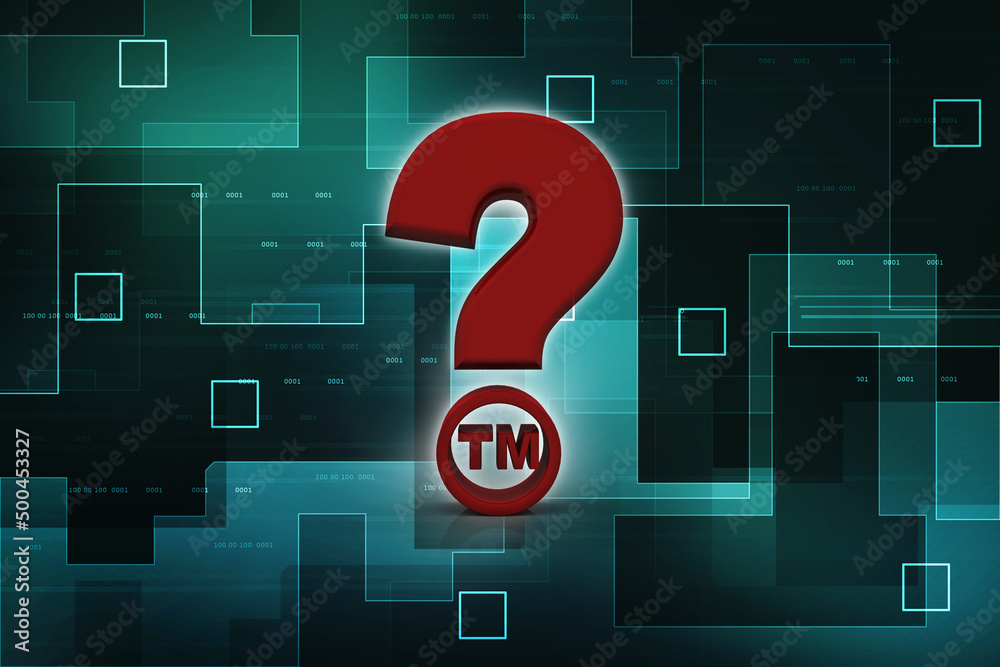 Poster 3d rendering question mark with tm