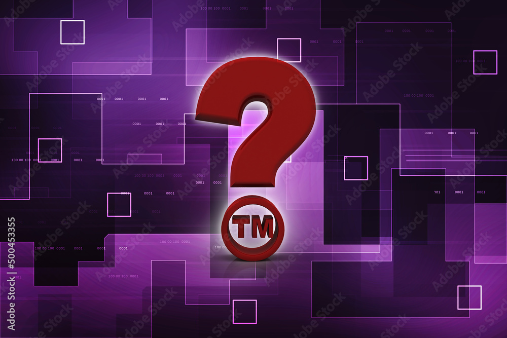 Poster 3d rendering question mark with tm