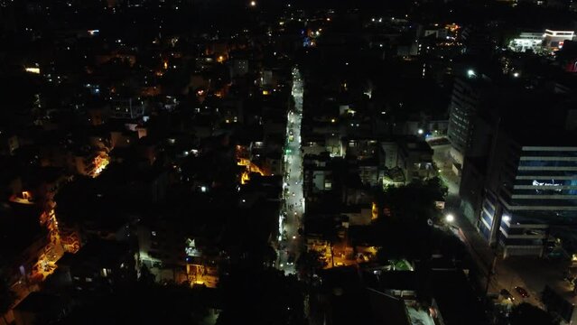 Bangalore, India 24th March 2022:  An aerial shot of Garuda Mall in Bangalore city with live traffic. The capital city of Karnataka drone view. heart of the central business district in Bengaluru.
