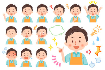 男性ヘルパーの表情セット