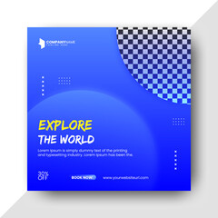Fototapeta premium Traveling social media post banner template instagram post square flyer