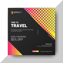 Abstract travel social media post banner template