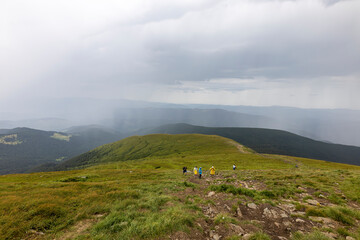 Mountain landscape in Ukrainian Carpathians in summer.