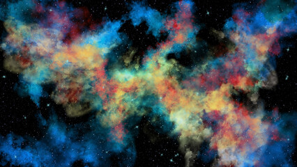 Obraz na płótnie Canvas Abstract background - a multicolored cosmic nebula on a black background.