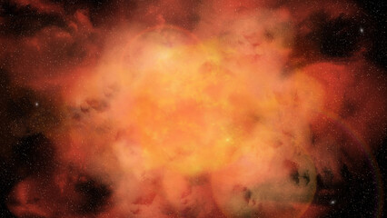 Abstract background - a red cosmic nebula and stars on a black background. © Олеся Голубенко