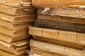 Abstract background - stacks of old yellowed books.