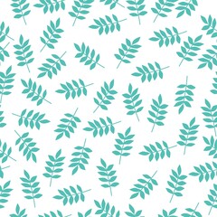 Seamless vintage pattern. Blue plants leaves. White background. vector texture. fashionable print for textiles, wallpaper and packaging.