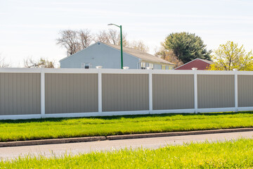 white and gray vinyl fence close up dressing residentia