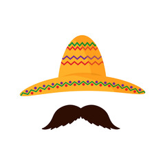 hat and mustache . Cinco de Mayo mexican celebration vector illustration, flat style icon