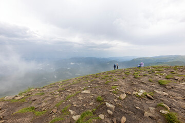 Panorama of Hoverla Peak in Ukrainian Carpathians.