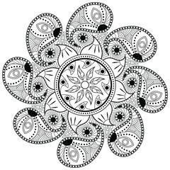 Mandala pattern Coloring book Art wallpaper design, tile pattern, greeting card, sticker, lace and tattoo. decoration for interior design. Vector ethnic oriental circle ornament. white background