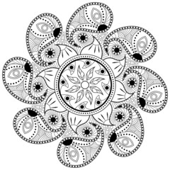 Mandala pattern Coloring book Art wallpaper design, tile pattern, greeting card, sticker, lace and tattoo. decoration for interior design. Vector ethnic oriental circle ornament. white background