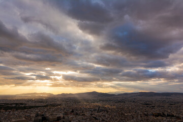 Obraz premium Panoramic view of the city of Athens from Lycabettus hill, Attica, Greece