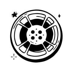 A reel of a Doodle film hand-drawn with a line Vector illustration in the style of a doodle isolated on a white background