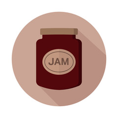 Strawberry Jam Jar Icon. Round Jam icon for web and print isolated on white background.