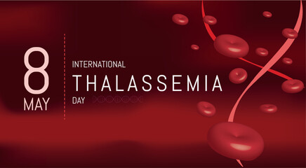 International Thalassemia Day, May 8th.genetic disease.eps10 vector.red blood cells on red background.
