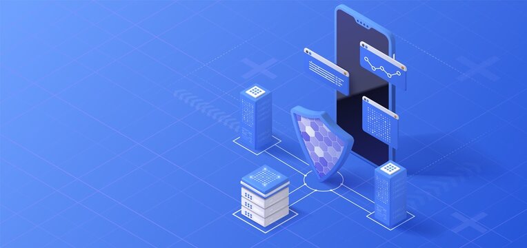 Data protection concept. Cyber security vector illustration. Privacy technology. VPN protect banner.