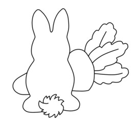A stylized image in the form of a rabbit with a carrot. Outline on a white background hand drawn illustration on a white background