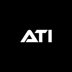 ATI letter logo design with black background in illustrator, vector logo modern alphabet font overlap style. calligraphy designs for logo, Poster, Invitation, etc.