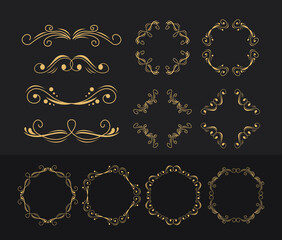 twelve vintage golden frames