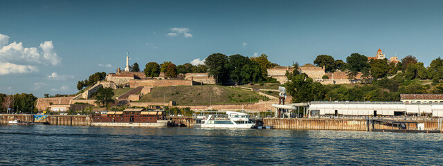 Kalemegdan Sava river port summer day panorama