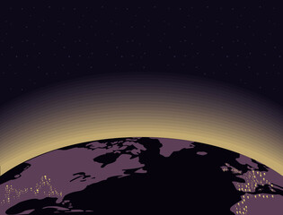 Fototapeta na wymiar half earth space night view