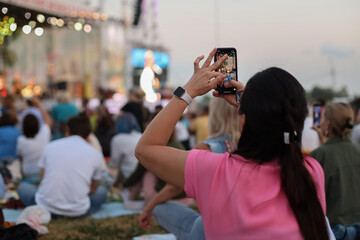 Yelabuga, Russia - July 18, 2021: The audience at the Open Air Music Festival