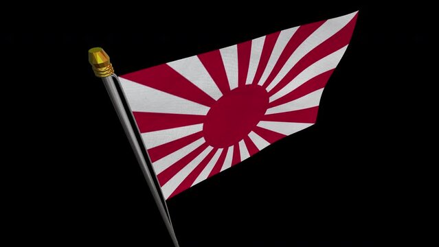 Loop video of flag of kyokujituki loop video fluttering in the wind, 4k UHD slow motion video