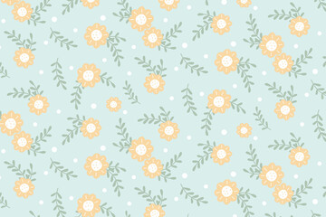 Hand Drawn Pastel Soft Color Flower Pattern Background
