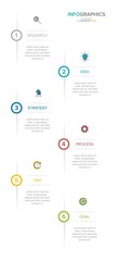 Vertical infographic design with icons and 6 options or steps. Thin line. Infographics business concept. Can be used for info graphics, flow charts, presentations, mobile web sites, printed materials.