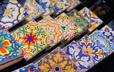 Multicolored Portugal azulejo souvenir tiles background