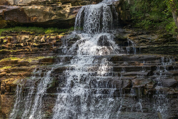 Fototapeta na wymiar Brandywine Falls, cascading waterfall in Cuyahoga National Park, Ohio, USA