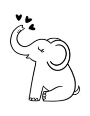 Elephant coloring page. Animal print. Flat illustration of elephant.