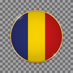 vector illustration of round button banner with country flag of Romania