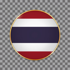 vector illustration of round button banner with country flag of Thailand