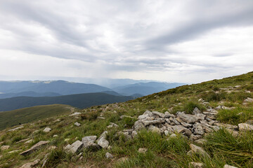 Fototapeta na wymiar Panorama of Hoverla Peak in Ukrainian Carpathians.