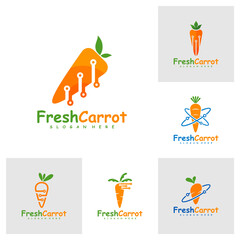 Set of Tech Carrot logo design vector, Creative Carrot logo design Template Illustration