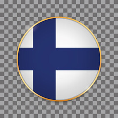 vector illustration of round button banner with country flag of Finland