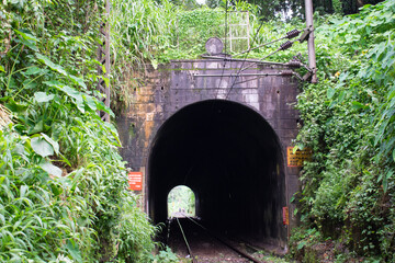 Railway line through the tunnel.