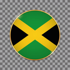 vector illustration of round button banner with country flag of Jamaica
