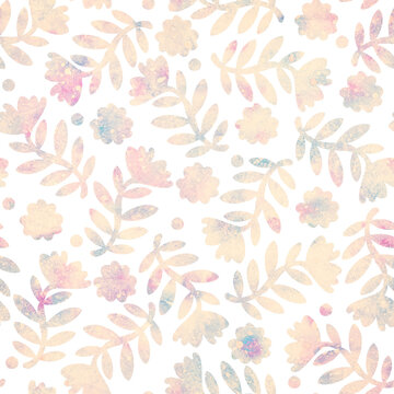 Seamless pattern. Floral ornament. Background. Raster illustration. Interior and clothing design. Printing on paper or fabric. Light watercolor background with flowers. © E.Nolan