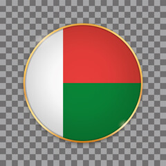 vector illustration of round button banner with country flag of Madagascar