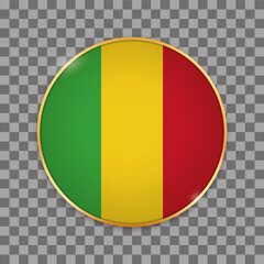 Fototapeta premium vector illustration of round button banner with country flag of Mali