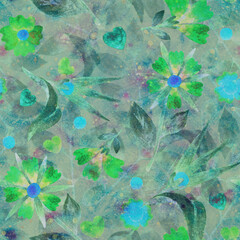 Seamless pattern.Bright floral ornament. Background for printing on fabric, paper. Scrapbooking, postcard, packaging, wrapper.